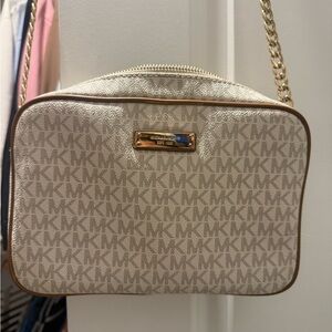 Michael Kors Beige Monogram Crossbody Bag